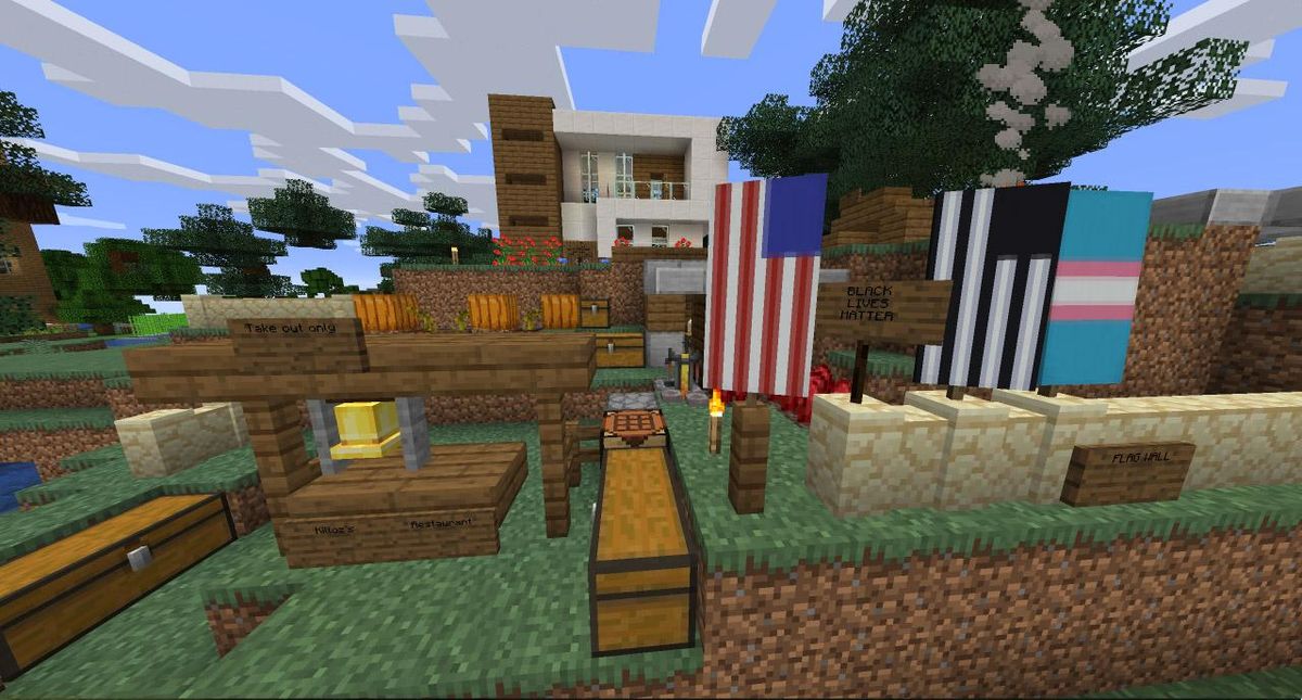 A player’s creation in a Spokane-centric server of the popular online game Minecraft is seen here in this March 31, 2020 photo. Justin Achziger started the server as a way for local players to pass the time while stuck inside. (Justin Achziger)