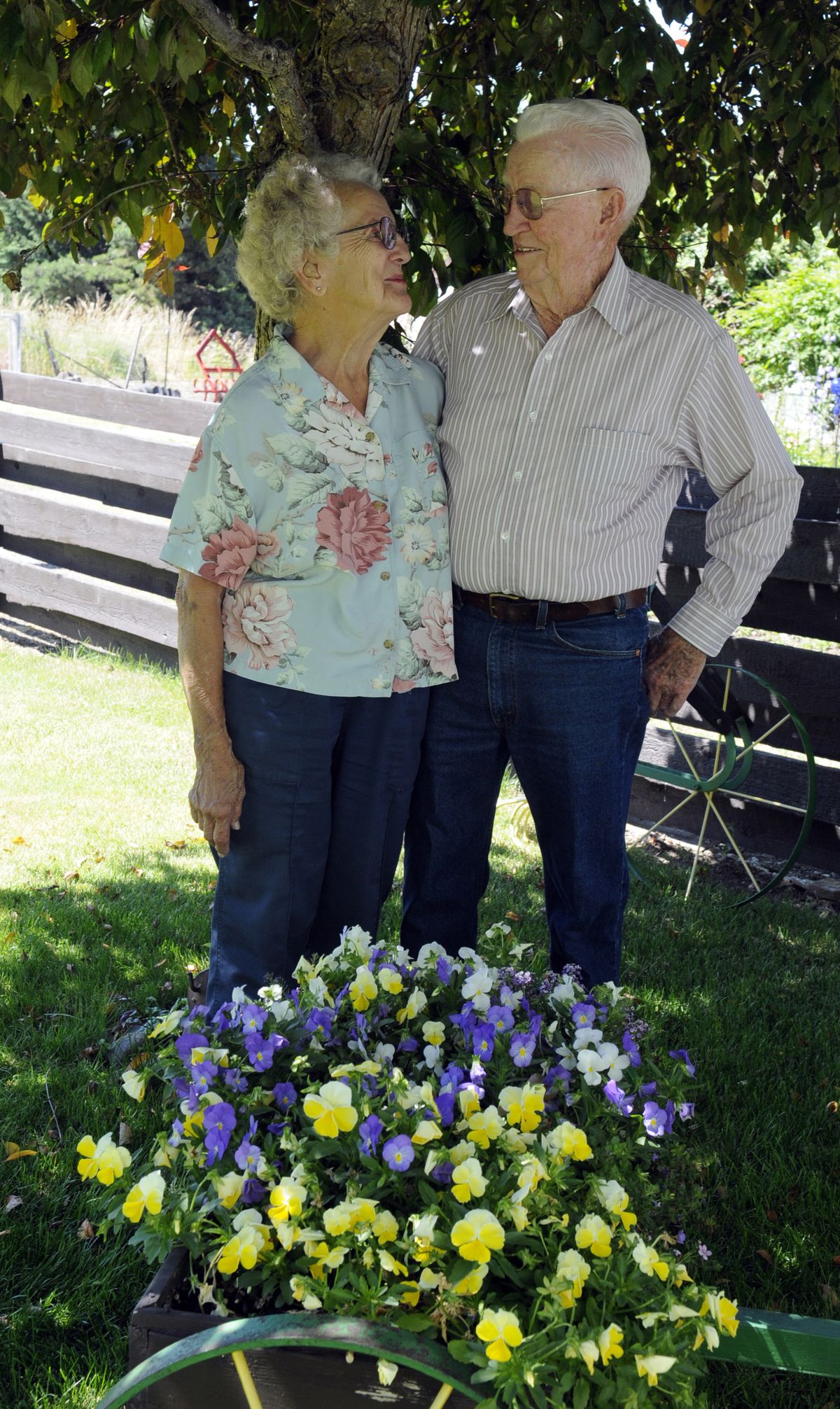Marie and Rusty Clemons, shown at their Spokane Valley home, celebrated their 65th wedding anniversary Wednesday. (J. Rayniak / The Spokesman-Review)