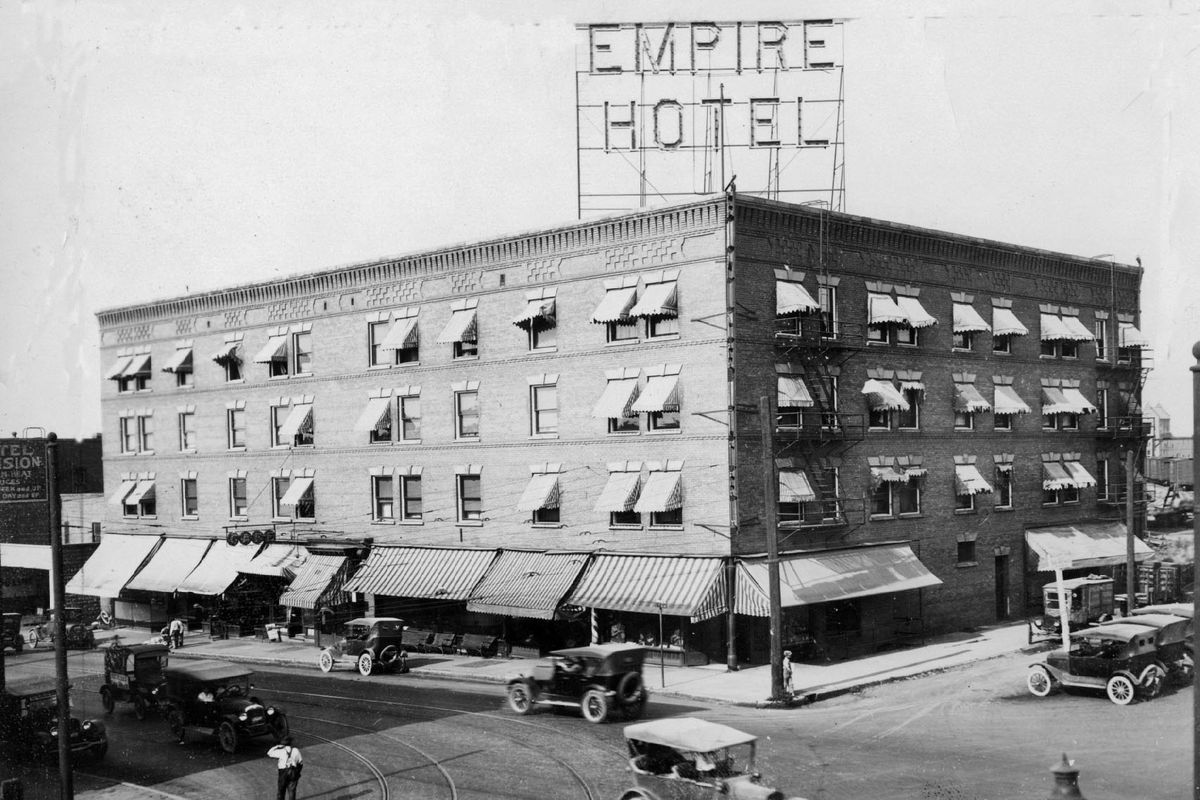 1924: The Empire Hotel, at the corner of Riverside Avenue and Division Street, was a 177-room building owned and operated for more than 30 years by Fred E. Lowery.