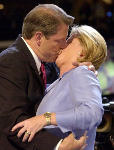 Associated Press In this Aug. 17, 2000, photo, then-Vice President Al Gore kisses his wife Tipper as he steps onto the stage at the Democratic National Convention in Los Angeles. (File Associated Press)