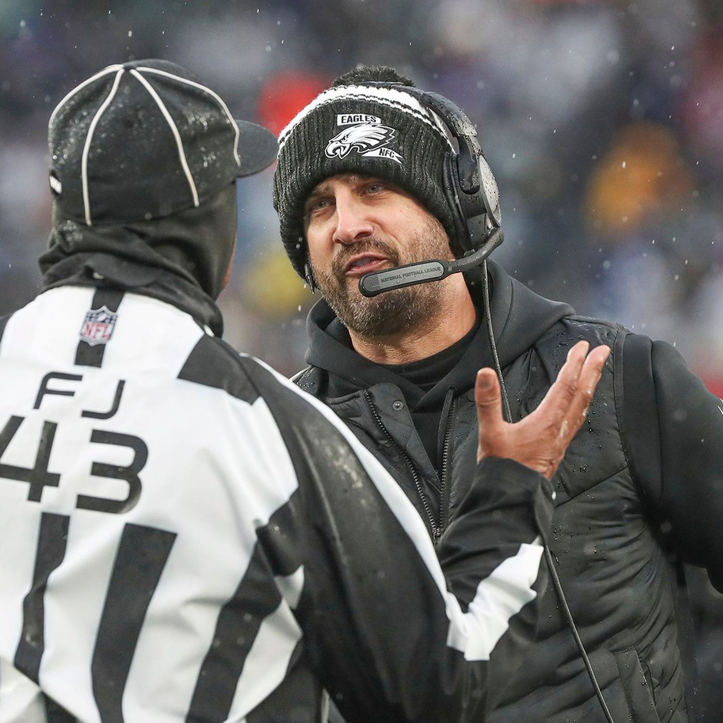 Philadelphia Eagles head coach Nick Sirianni in tears during