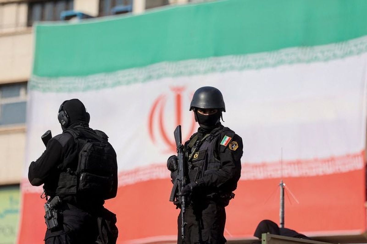 Members of the Iranian police attend a pro-government rally Monday in Tehran, Iran. (West Asia News Agency via REUTERS)