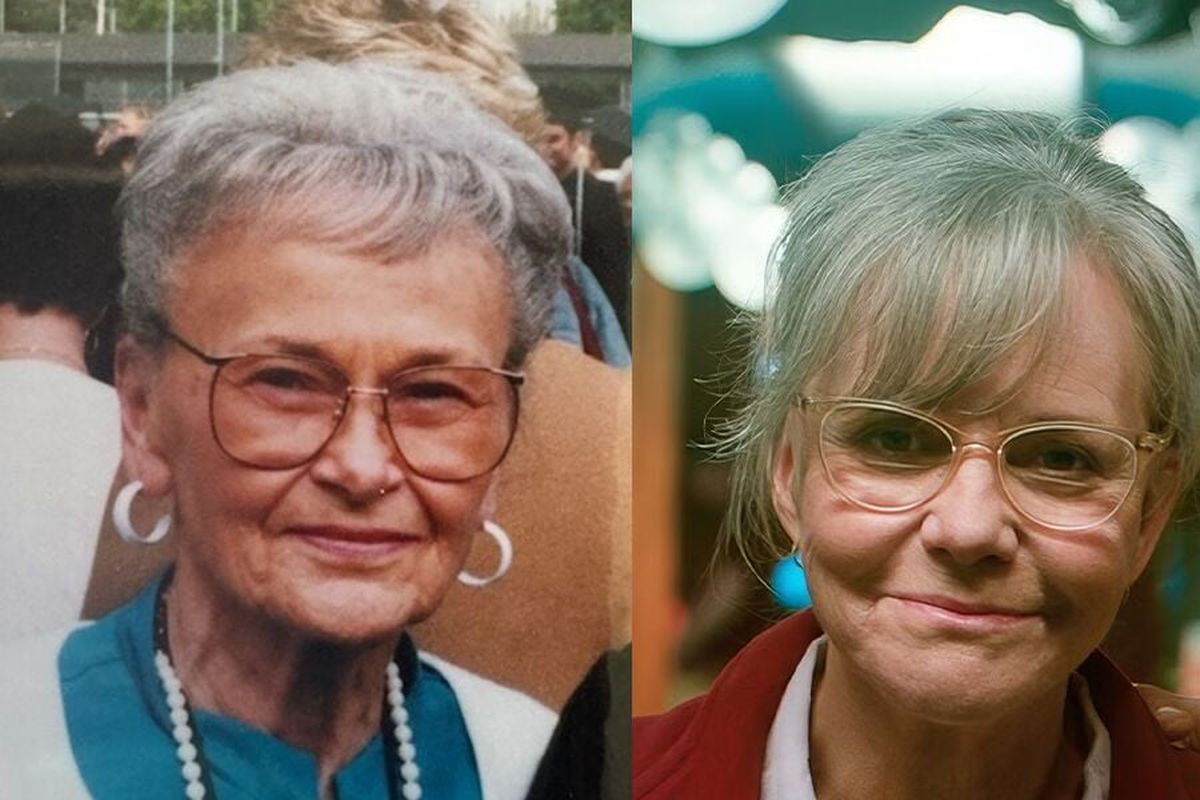 Author Shelby Van Pelt’s grandma Anna and actor Sally Field, who plays Tova Sullivan in “Remarkably Brights Creatures.” The character of Tova was inspired by Van Pelt’s grandmother.  (Courtesy)