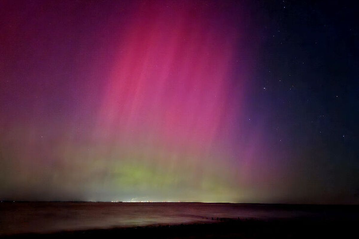 Aurora from Huntington, N.Y., on Long Island early Monday.  