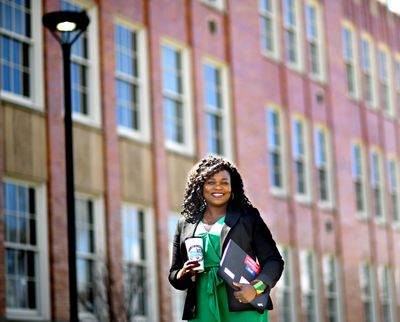 Jaime Stacy, mentor at Rogers High School as well as Garry and Shaw Middle schools, is photographed on Thursday, April 23, 2020. She also runs SWAG, Strong Women Achieving Greatness. She's ramping up her support for her mentees via phone and online communication during the shutdown due to COVID-19. (Kathy Plonka / The Spokesman-Review)