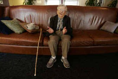 
Meinhardt Raabe sits for an interview and a photograph in his hotel toom in New York. The 89-year-old is in town this week to promote his book 