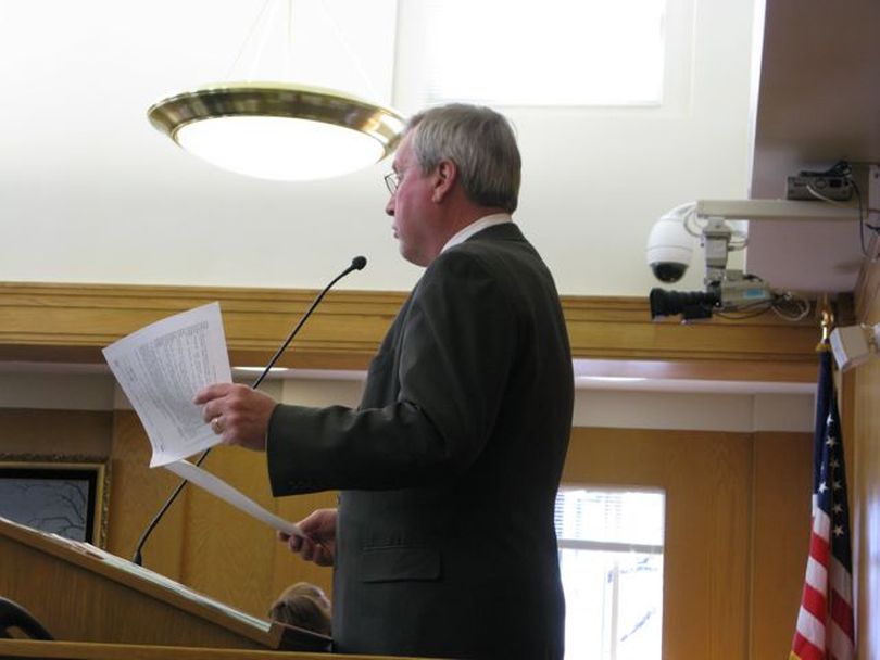 Senate Assistant Majority Leader Joe Stegner, R-Lewiston, presides over the Senate's amending order on Monday, in which a divided Senate agreed to tack a gas tax increase onto HB 96, the bill to eliminate the gas tax exemption for ethanol. The Senate, by a wider margin, also agreed to incorporate into the bill increases in DMV fees that previously were in a separate Senate bill. (Betsy Russell / The Spokesman-Review)