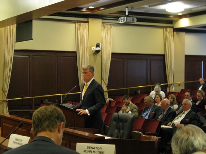 Idaho Gov. Butch Otter addresses the Legislature's health care task force on Monday. (Betsy Russell)