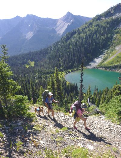 Members of the Spokane Mountaineers hike the Pacific Crest Trail above Hopkins Lake during a trek through the Pasayten Wilderness in this undated photo.  (Spokesman-Reviwe photo archives.)