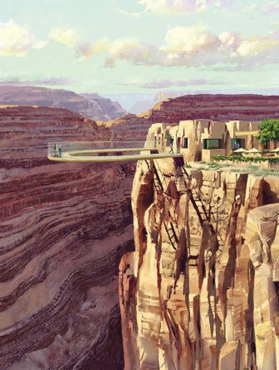 
An artist's rendering provided by Grand Canyon West shows the Hualapai Indian Tribe's Skywalk, a glass-bottom observation deck 4,000 feet above the Colorado River.   
 (Associated Press photos / The Spokesman-Review)