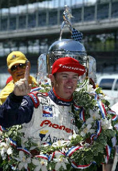 
Indianapolis 500 champion Buddy Rice poses in a recreation of the victory circle celebration.Indianapolis 500 champion Buddy Rice poses in a recreation of the victory circle celebration.
 (Associated pressAssociated press / The Spokesman-Review)