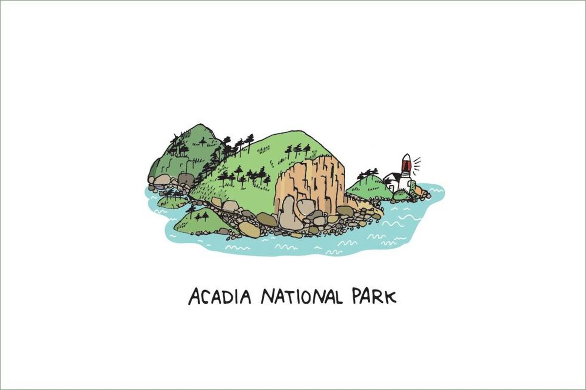 An illustration of Acadia National Park from “This Book Is for People Who Love the National Parks.” (Running Press)