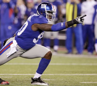 Jason Pierre-Paul’s 16 ½ sacks this season were the most by a Giant since Michael Strahan had 18 ½ in 2003. (Associated Press)
