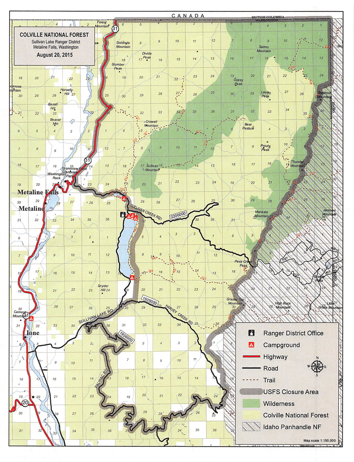 Colville National Forest Map Fire Activity Causes Colville Forest To Close Huge Areas To Public Access |  The Spokesman-Review