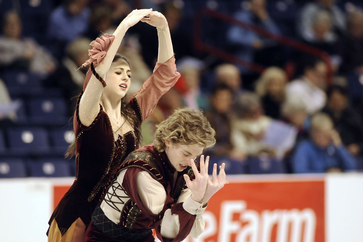 Alexandrea Aldridge and Daniel Easton skated their way to first place in the novice free dance,  Jan. 20, 2010 at the U.S. Figure Skating Championships in the Spokane Arena. (Dan Pelle / The Spokesman-Review)