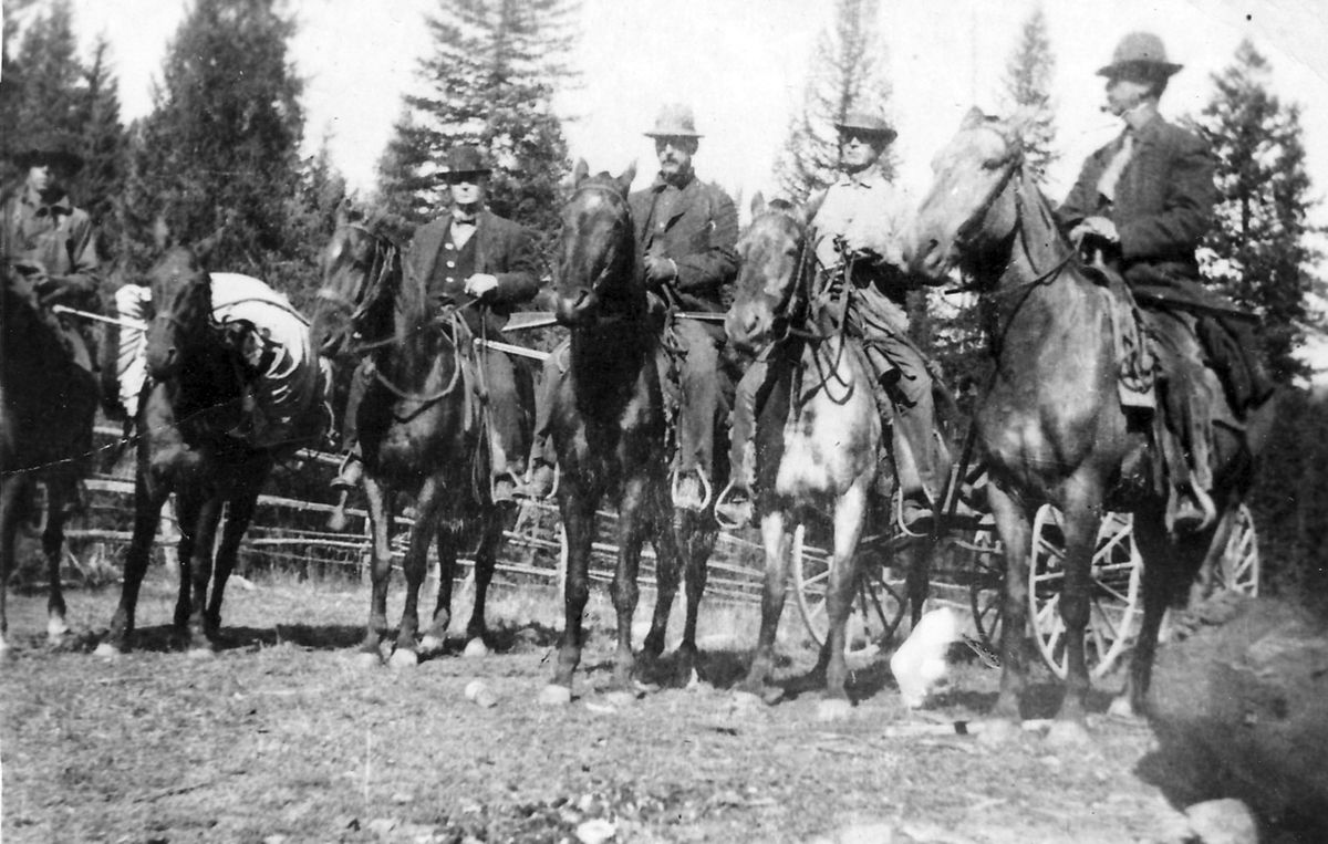 Members of the Ledgerwood family of Stevens County in the early 1900s. Pictured, from left, are Cline Ledgerwood, Ed Ledgerwood, Christopher “Kit” Ledgerwood, LaFayette “Fay” Ledgerwood and Bob Ledgerwood. Courtesy of Stevens County Historical Society (Courtesy of Stevens County Historical Society / The Spokesman-Review)
