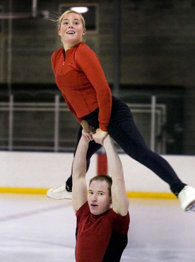 
Chris Anders and Kalie Budvarson of Coeur d'Alene practice at Planet Ice. The pair will compete at the U.S. Figure Skating Championships. 
 (Colin Mulvany / The Spokesman-Review)