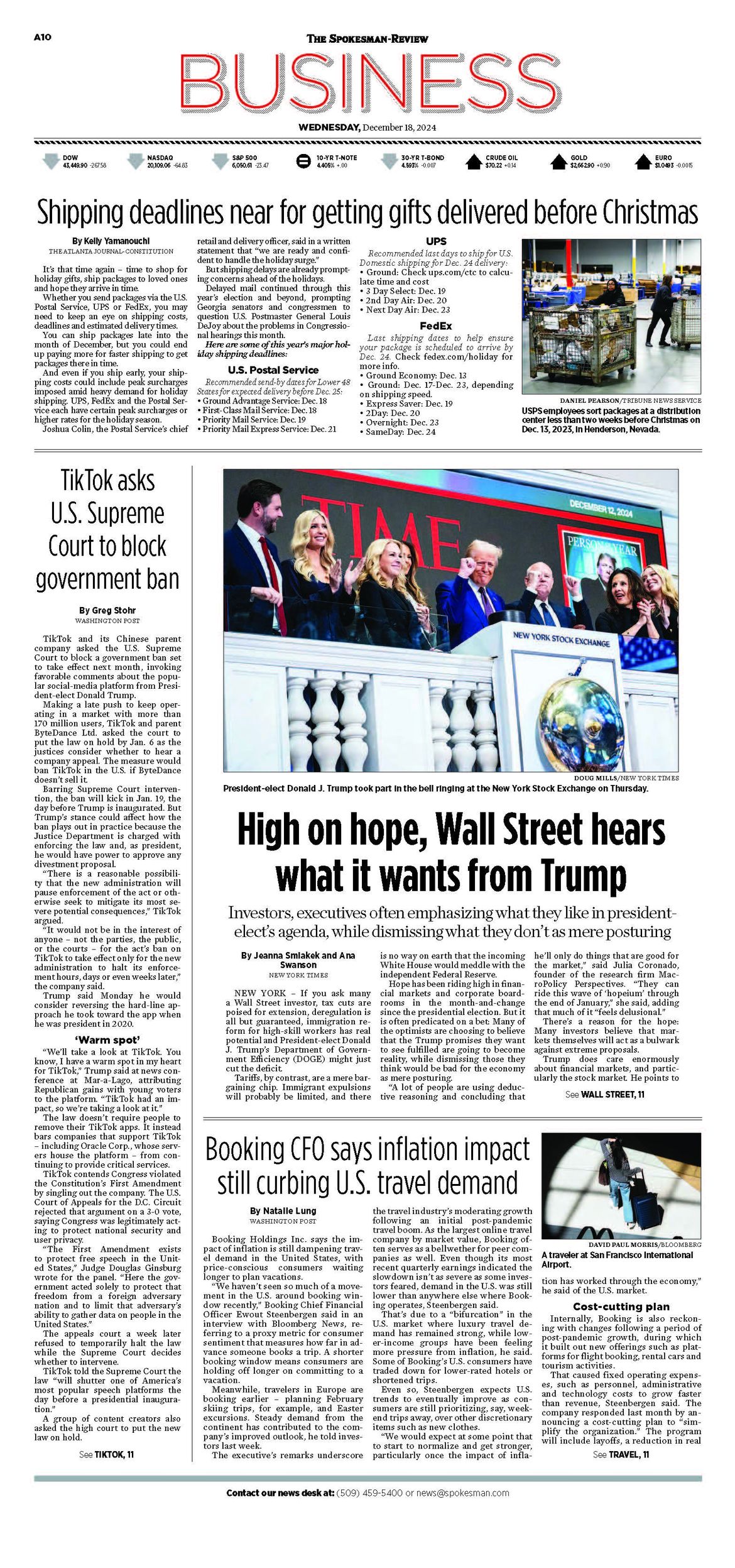 Business Front Page for Dec. 18, 2024 The SpokesmanReview