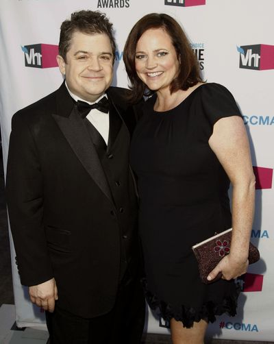 FILE - In this Jan. 12, 2012 file photo, Patton Oswalt, left, and his wife Michelle Eileen McNamara arrive at the 17th Annual Critics' Choice Movie Awards in Los Angeles. Oswalt says coroners officials have told him that his wife died last year from a combination of prescription medications and an undiagnosed heart condition. His statement, released by a publicist, says coroners officials have informed him that the blockages, combined with her taking the medications Adderall, Xanax and the pain medication fentanyl, caused his wifes death in April 2016. McNamara died April 21 in her sleep at age 46. (AP Photo/Matt Sayles, File) ORG XMIT: NYET533 (Matt Sayles / AP)