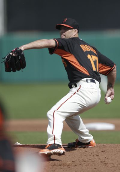 Tim Hudson made his first start since breaking his ankle July 24. (Associated Press)