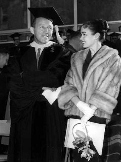 
Bing Crosby and his wife attend the dedication of the new Crosby Library on the campus of Gonzaga University in 1957.
 (File / The Spokesman-Review)
