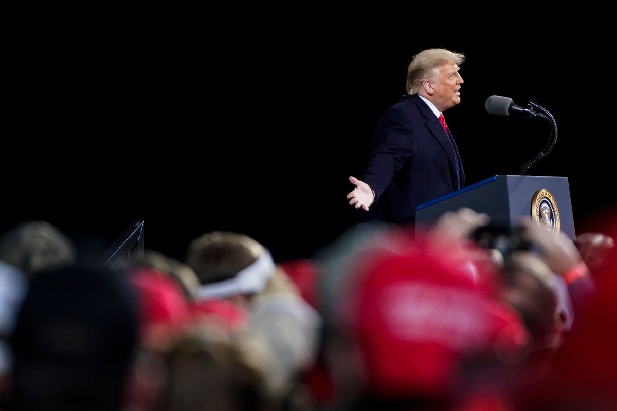 President Donald Trump speaks during a victory rally on Dec. 5, 2020, in Valdosta, Ga.  (Jabin Botsford/The Washington Post)