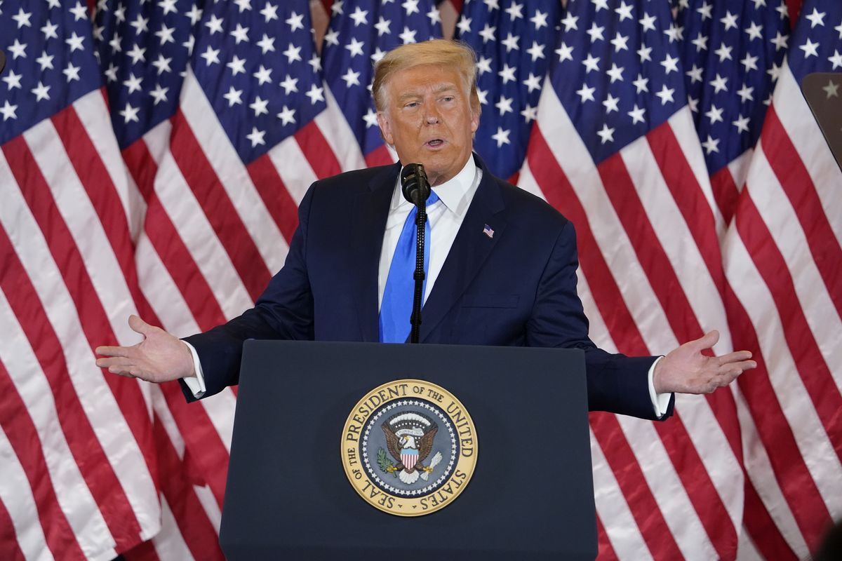 President Donald Trump speaks early Wednesday in the East Room of the White House.  (Evan Vucci)
