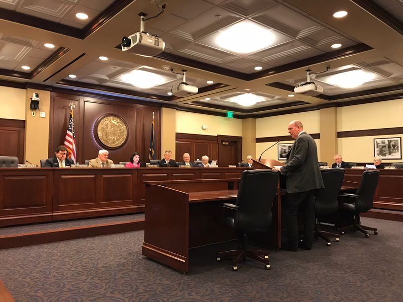 House Majority Mike Moyle, R-Star, addresses the House Revenue & Taxation Committee on Monday, March 12, 2018. (The Spokesman-Review / Betsy Z. Russell)