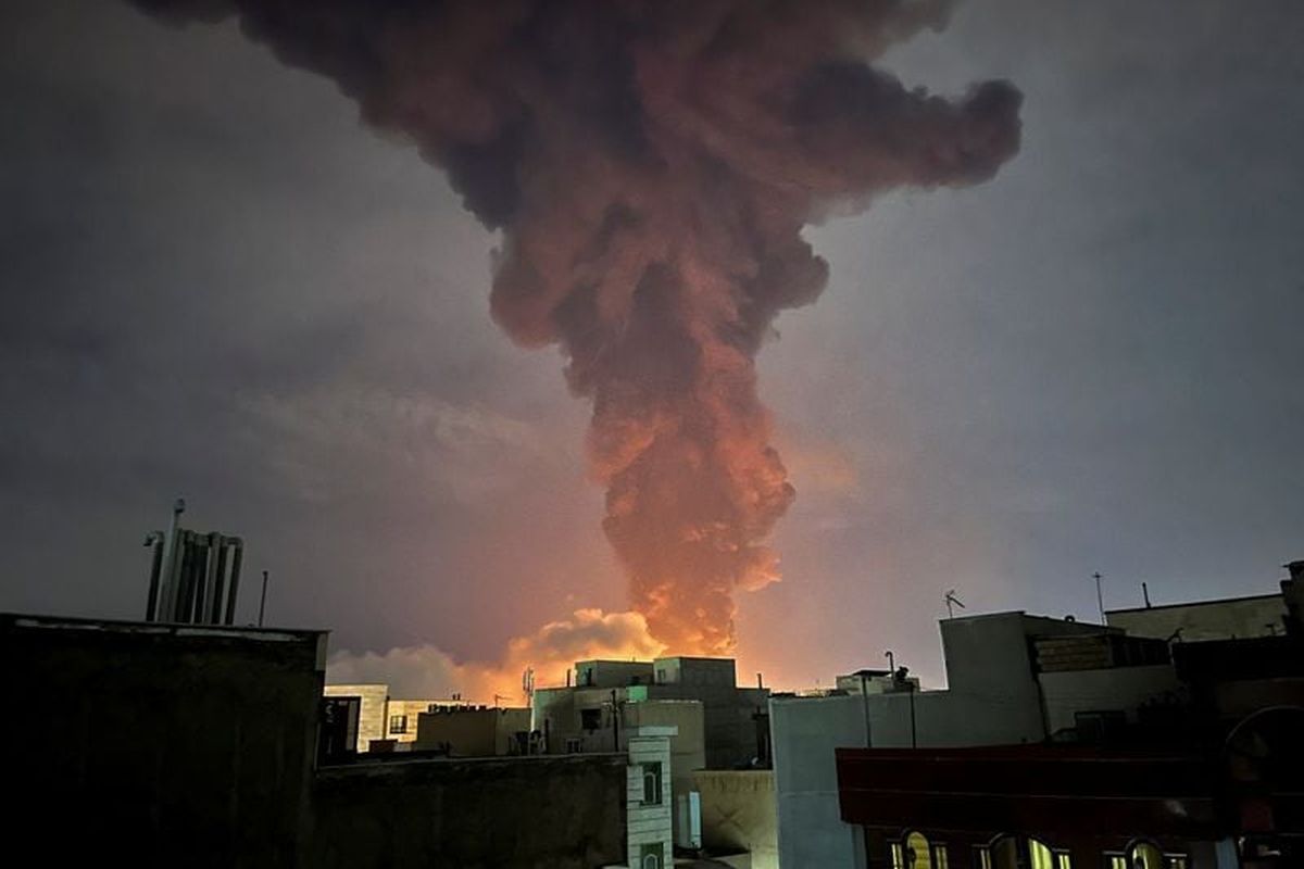 Smoke rises following an explosion, amid the U.S.-Israeli conflict with Iran, on Saturday, in Tehran.   (Reuters )