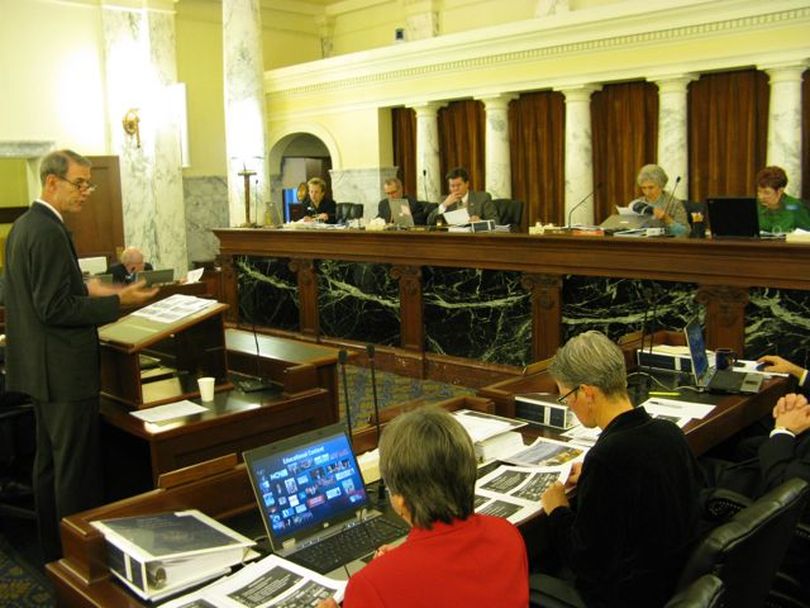 The Joint Finance-Appropriations Committee hears the budget request for Idaho Public Television on Tuesday morning, presented by general manager Peter Morrill. (Betsy Russell)