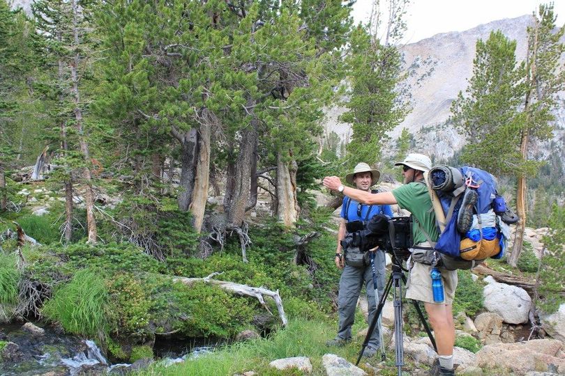 Tim Tower and videographer Jay Krajic in the White Clouds mountains, filming for Idaho Public TV's 
