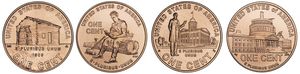 The themes for the newly redesigned penny represent the major aspects of Abraham Lincoln’s life, from his childhood in Kentucky at the left to his presidency in Washington, D.C. at the right. (Associated Press / The Spokesman-Review)