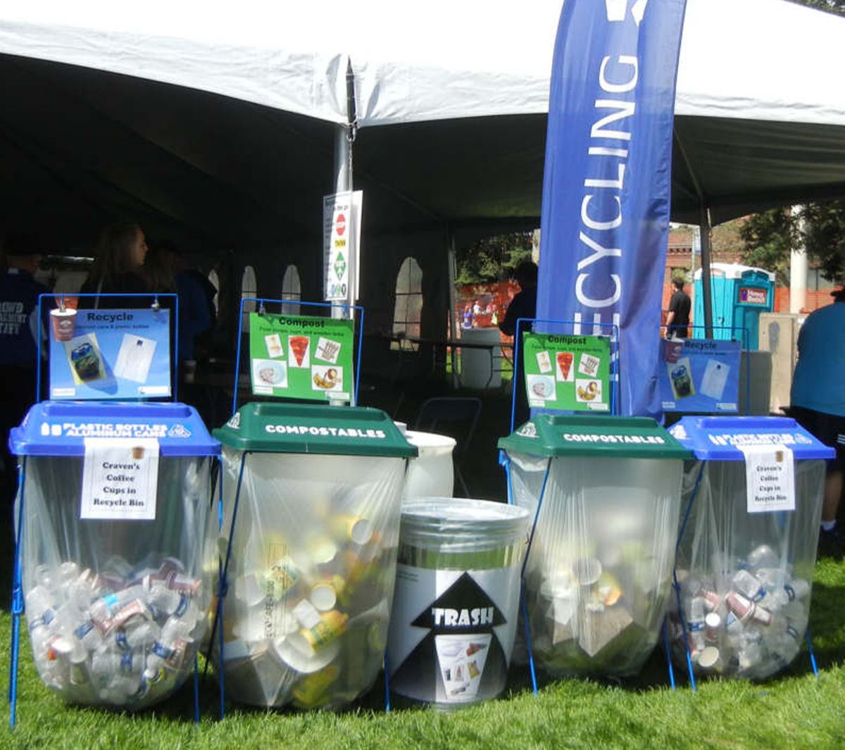 Recycling bins along the Bloomsday course were full in a couple of hours.   (Courtesy Russ Nobbs)