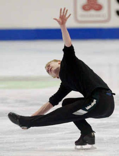 
Tim Goebel works out during a practice session at the U.S. Figure Skating Championship at the Rose Garden in Portland on Tuesday.
 (Associated Press / The Spokesman-Review)