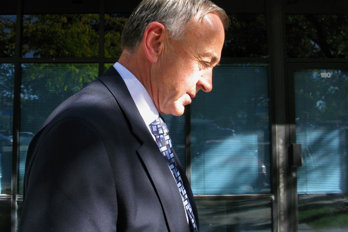 Walt Minnick walks outside his campaign headquarters in Boise last  week.  (Betsy Russell)