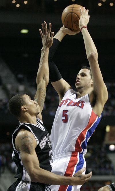 Detroit’s Austin Daye, right, is averaging 18 minutes and 7.2 points per game. (Associated Press)