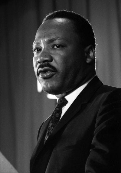 The Rev. Dr. Martin Luther King Jr. addresses nearly 2,000 Fairleigh Dickinson students on Oct. 25, 1967 at the Rutherford, N.J., college campus.  (Ed Hill/North Jersey Media Group via USA TODAY NETWORK)