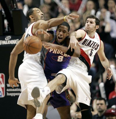 The Phoenix Suns eliminated the Portland Trail Blazers in Game 6 to advance to the second round for the first time since 2007. (Associated Press)