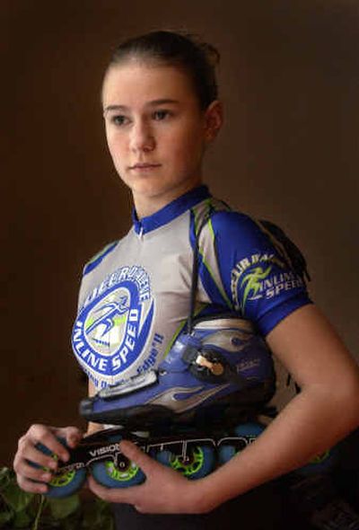 
Stefanie Wolf, 12, is a speed skating competitor. She lives in Coeur d'Alene.
 (Jesse Tinsley / The Spokesman-Review)