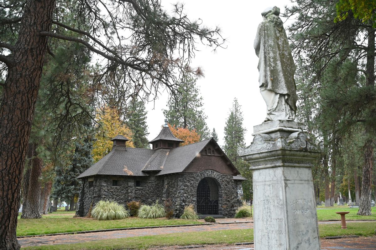 A rock chapel designed by architect Kirtland Cutter at Fairmount Memorial Park, shown at Fairmount Wednesday, Oct. 13, 2021, will undergo a restoration soon.  (Jesse Tinsley/The Spokesman-Review)