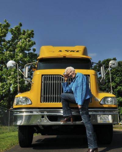 Margarette Kirsch, 82, of Merritt Island, Fla., spent more than two weeks touring the country in the cab of a semitruck with help from the Twilight Wish Foundation. (Associated Press)