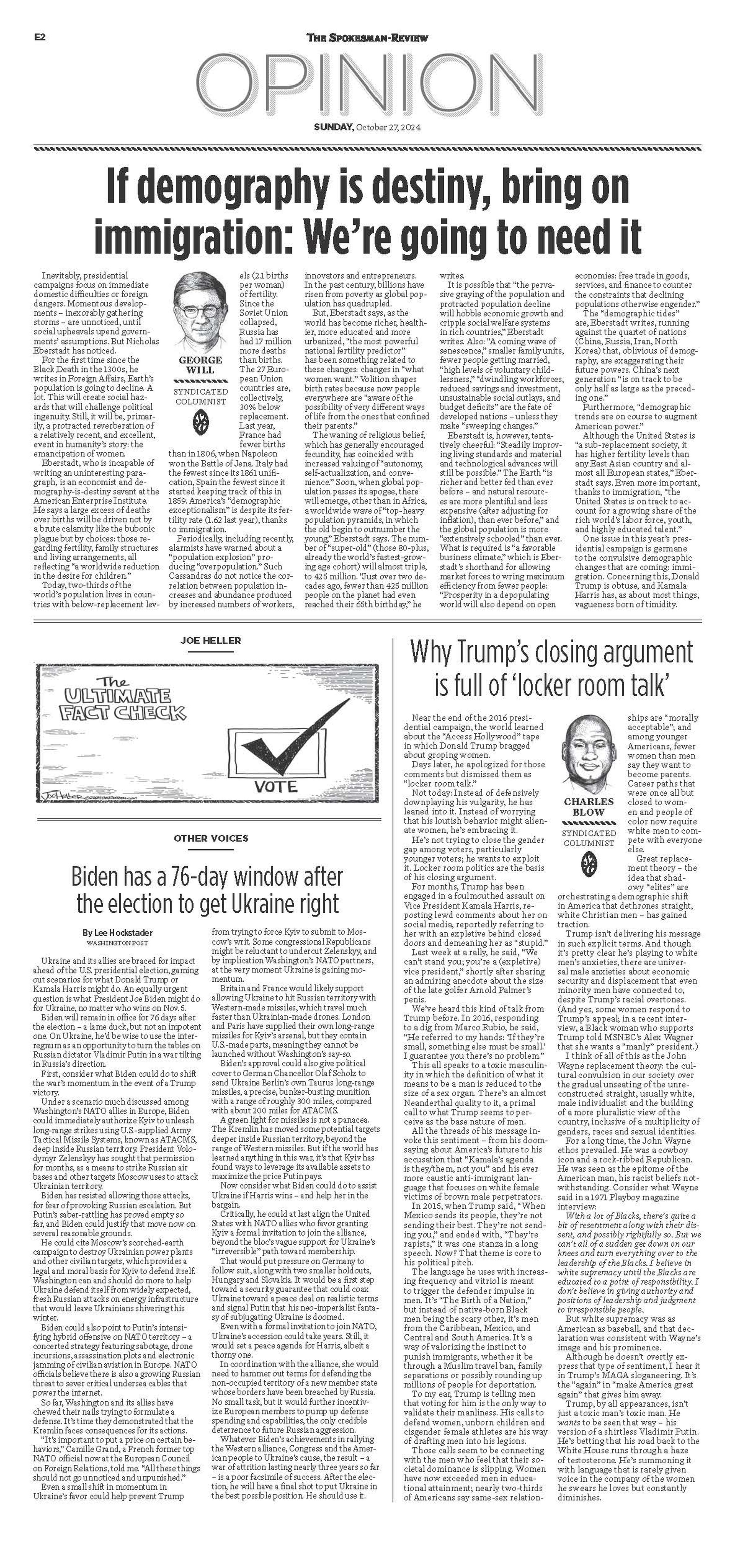 Opinion Front Page for Oct. 27, 2024 The SpokesmanReview