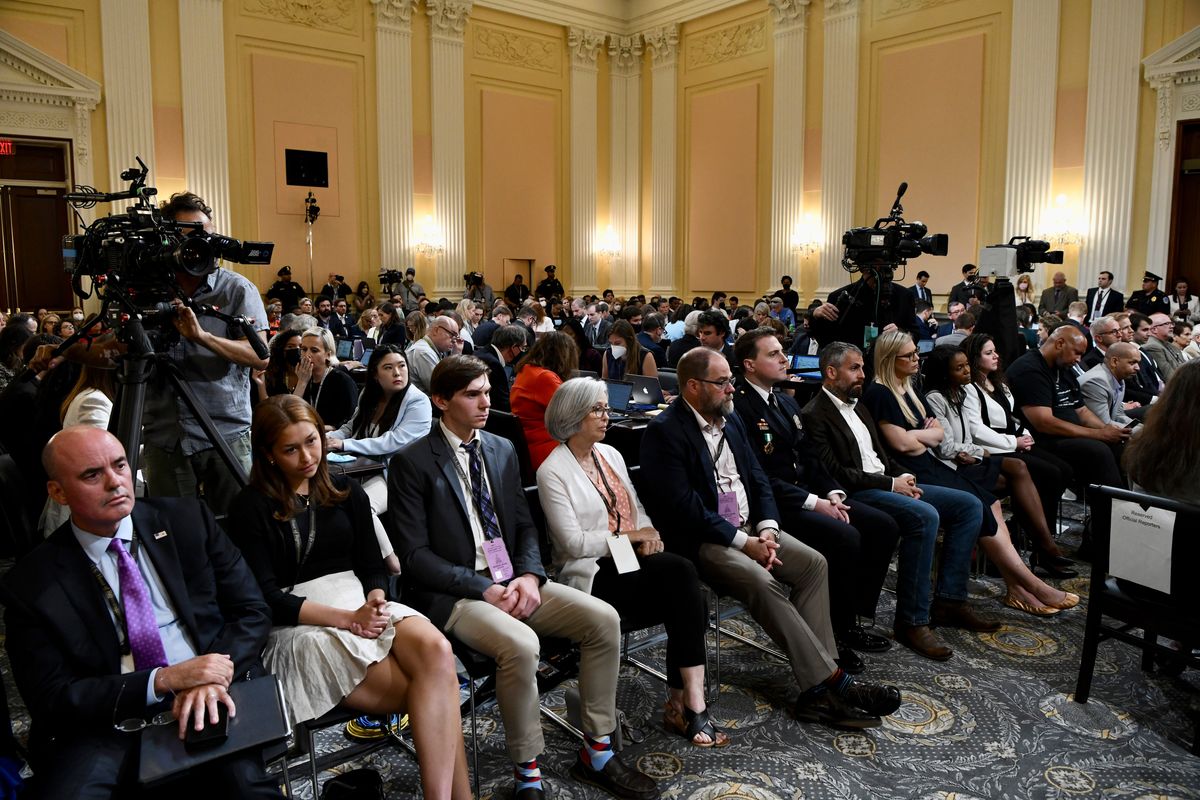 Attendees at the first public hearing of the House Select Committee to Investigate the January 6th Attack, on Capitol Hill in Washington on Thursday, June 9, 2022.  (KENNY HOLSTON/New York Times)