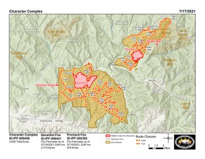 Idaho Panhandle National Forests released this map of the Character Complex on Saturday, July 17, 2021.  (Idaho Panhandle National Forests)