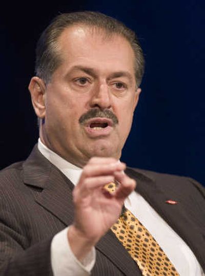 
Dow Chemical's chairman and CEO Andrew Liveris speaks in New York in May 2007. Liveris lashed out at Washington on Wednesday for failing to develop sound energy policies. Associated Press
 (Associated Press / The Spokesman-Review)