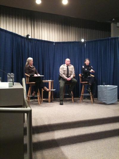 Mayor Mary Verner, Sheriff Ozzie Knezovich and Police Chief Anne Kirkpatrick at the violence prevention summit at City Hall on Feb. 9, 2011 (Pia Hallenberg)