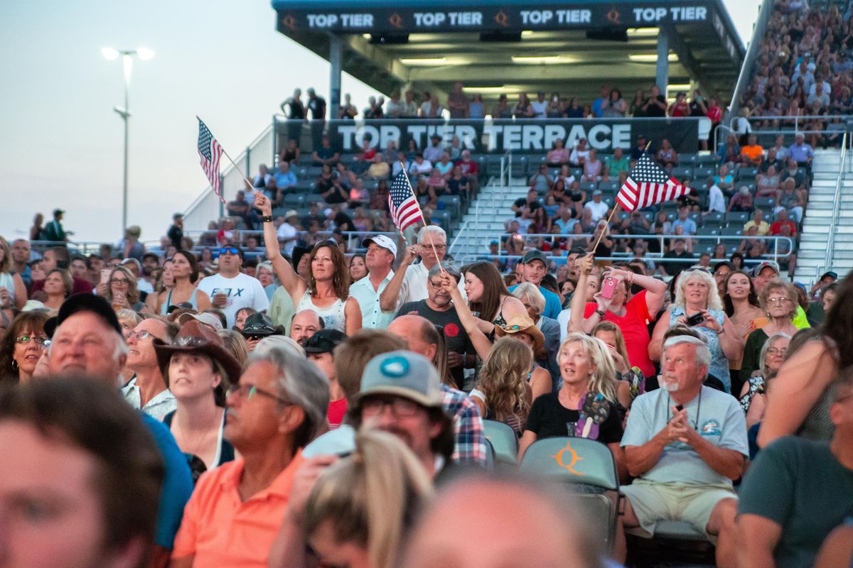 Fans cheer for Toby Keith during his “That’s Country Bro” tour stop at Northern Quest Casino in Airway Heights on Tuesday, Aug. 6, 2019. Keith’s first album debuted in 1993, and he is known for hits such as “Red Solo Cup,” “I Love This Bar,” “Beer For My Horses” and “Courtesy of the Red, White and Blue.” (Libby Kamrowski / The Spokesman-Review)