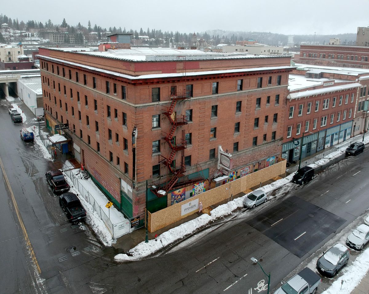 The Otis Hotel, which is undergoing a major renovation, is on hold as regulators are enforcing asbestos violations. Shown Tuesday, Mar. 12, 2019. Other renovation projects around town have experienced similar regulatory difficulties. (Jesse Tinsley / The Spokesman-Review)