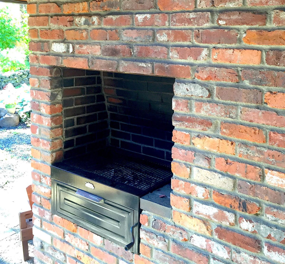 Doug Clark’s Feastmaster 400 grill is built into an outside chimney at his home. (Doug Clark / The Spokesman-Review)