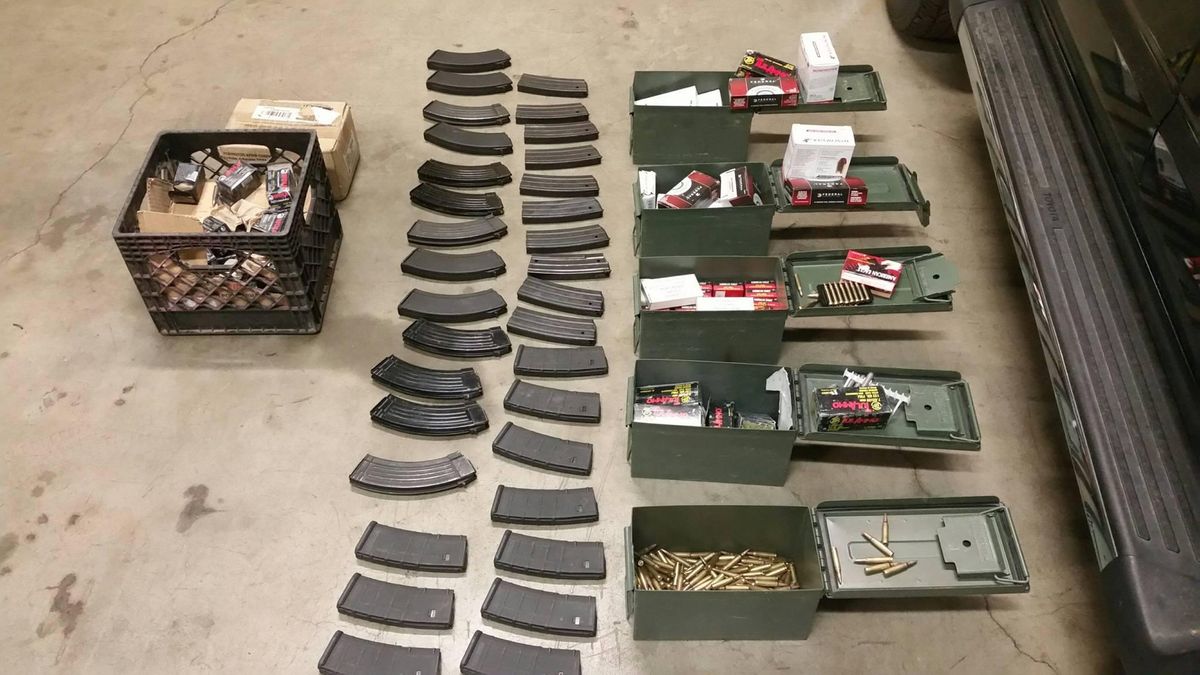 Thousands of rounds of ammunition were seized during a search of drive-by shooting suspect Benjamin Rowbotham’s truck. (Courtesy photo / Spokane Police Department)
